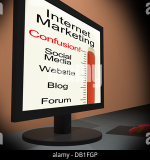 Internet Marketing sur le moniteur montrant Emarketing Confusion Banque D'Images