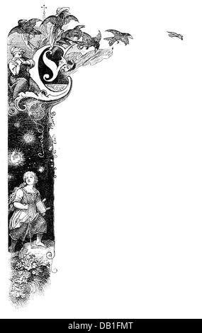Littérature, conte de fées, frères Grimm, les sept Ravens, dessin d'Eugen Napoleon Neueuther (1806 - 1882), de: 'Kinder- und Hausmärchen', droits additionnels-Clearences-non disponible Banque D'Images