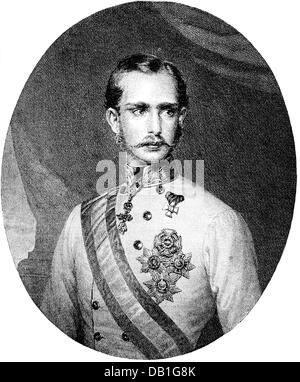 Franz Joseph I, 18.8.1830 - 21.11.1916, Empereur d'Autriche 2.12.1848 - 21.11.1916, portrait, gravure de bois après gravure vers 1860, Banque D'Images
