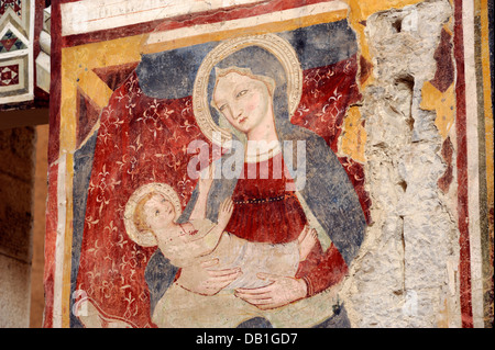 Italie, Ombrie, Todi, église de San Fortunato, chapelle de San Francesco, fresque médiévale de l'école de Giotto (AD 1340 CA.) Banque D'Images