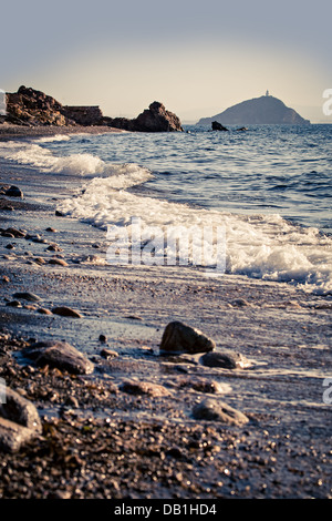 Topinetti beach neer Rio Marina, sur l'île d'Elbe, Italie, août 2011. Banque D'Images