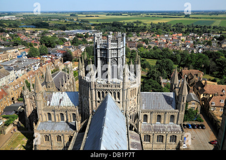 Cathédrale d'Ely, lanterne octogonale et de tours Tour Ouest, Cambridgeshire England UK Anglais cathédrales médiévales pavillon nef tour Banque D'Images