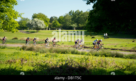 Les cyclistes à Richmond Park, South West London, UK Banque D'Images