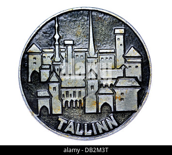 L'ère communiste émail soviétique badge - Tallinn, Estonie Banque D'Images