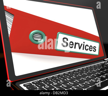 Services sur les services d'ordinateur portable affiche Records Banque D'Images