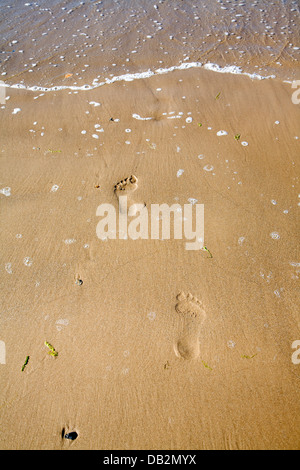 Des traces de pas dans le sable plage Holkham Norfolk Angleterre Banque D'Images