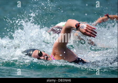 Barcelone, Espagne. 23 juillet, 2013. Keri-Anne Payne (# 55) de Grande-Bretagne (GBR) en action au cours de la Womens 10km eau libre compétition de natation au jour 4 de l'édition 2013 du monde de la FINA à Port Vell. Credit : Action Plus Sport/Alamy Live News Banque D'Images