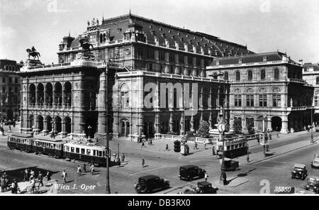 Géographie / Voyage, Autriche, Vienne, théâtre, Opéra, vue extérieure, carte postale, vers 1935, droits supplémentaires-Clearences-non disponible Banque D'Images