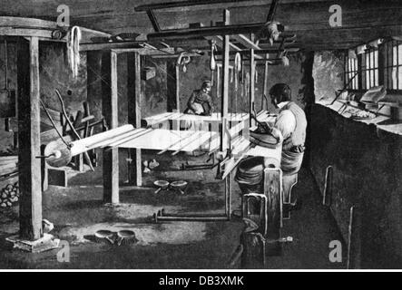 Industrie, textile, métier à main pour mousseline fine, après un aquatinte, début du XIXe siècle, XIXe siècle, graphique, graphique, tissage, mécanique, système mécanique, demi-longueur, assis, assis, assis, profession, professions, tisserand, tisserands, industrie, industries, textiles, textile, handloom, handloins, métier à main, historique, historique, femme, homme-homme-hommes, Clearences-hommes-hommes-femmes, hommes-femmes-hommes-hommes-femmes, non-hommes-hommes-hommes-femmes Banque D'Images