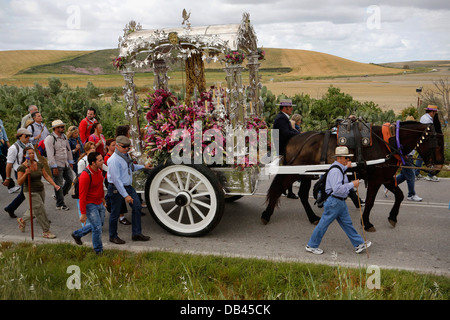 Pèlerinage catholique de Jerez à El Rocio, dans le sud de l'Espagne Banque D'Images