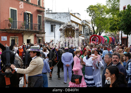 Pèlerinage catholique de Jerez à El Rocio, dans le sud de l'Espagne Banque D'Images