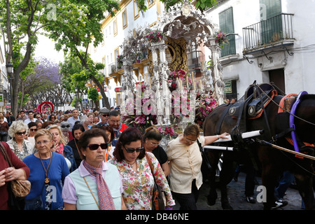 Pèlerinage catholique de Jerez à El Rocio, dans le sud de l'Espagne Banque D'Images