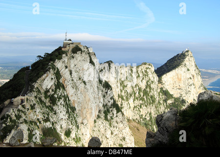 La gare supérieure du téléphérique, sur le rocher de Gibraltar Banque D'Images