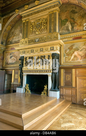 Château de Fontainebleau - l'intérieur de la plate-forme des musiciens dans la salle de bal ou Henry II Gallery Banque D'Images