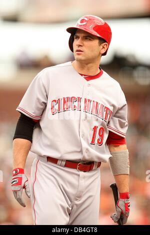 San Francisco, CA, USA. 23 juillet, 2013. Juillet 23, 2013 San Francisco, CA.Joey Votto Cincinnati Reds évoluant au cours de l'action dans un match contre les Giants de San Francisco à AT & T Park à San Francisco, Californie. Les Rouges ont remporté 9-3.Daniel Gluskoter/CSM/Alamy Live News Banque D'Images