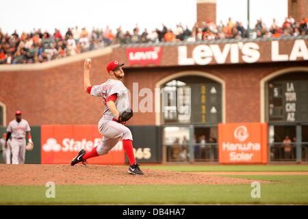 San Francisco, CA, USA. 23 juillet, 2013. Juillet 23, 2013 San Francisco, CA.Cincinnati Reds pitcher Tony Cingrani au cours de l'action dans un match contre les Giants de San Francisco à AT & T Park à San Francisco, Californie. Les Rouges ont remporté 9-3.Daniel Gluskoter/CSM/Alamy Live News Banque D'Images