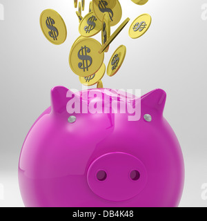 La saisie des pièces Piggybank montre la richesse de l'Amérique Banque D'Images