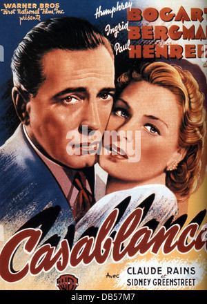 CASABLANCA Warner Bros., 1942. Réalisé par Michael Curtiz. Affiche de film Banque D'Images