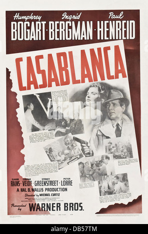 CASABLANCA Warner Bros., 1942. Réalisé par Michael Curtiz. Affiche de film Banque D'Images