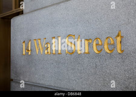 Signe d'or de Wall Street 14, New York City Banque D'Images