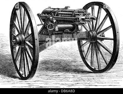 Militaire, USA, armes / armes, fusil Gatling, conçu en 1861, droits supplémentaires-Clearences-non disponible Banque D'Images