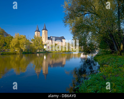 Rochlitz château à la rivière Mulde, Rochlitz, Saxe, Allemagne Banque D'Images