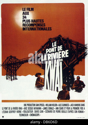 Le PONT SUR LA RIVIÈRE KWAI Colombie-Britannique, 1957. Réalisé par David Lean. Affiche de film français Banque D'Images