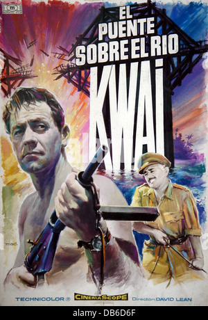 Le PONT SUR LA RIVIÈRE KWAI Colombie-Britannique, 1957. Réalisé par David Lean. Affiche espagnole Banque D'Images