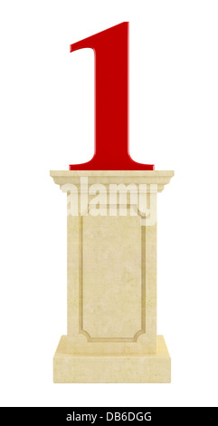 Socle en pierre avec un numéro isolé sur blanc - rendering Banque D'Images