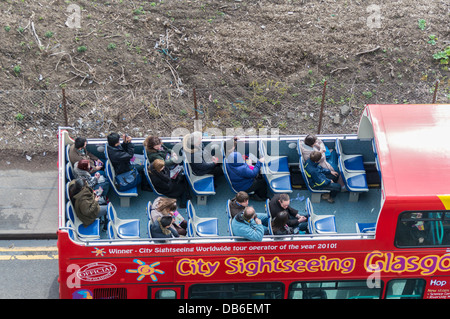 Vue de dessus open top visite guidée d'autobus Glasgow Banque D'Images