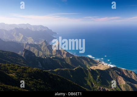 Vue depuis le mont Chinobre à North Coast, Tenerife, Canaries, Espagne Banque D'Images