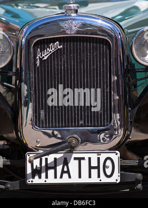 dh Austin Seven radiateur NAPIER NOUVELLE-ZÉLANDE Vintage avant classique Voitures enregistrement WHATHO gros plan plaque d'immatriculation voiture à moteur Banque D'Images