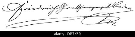 Frederick I, 9.9.1826 - 28.9.1907, Grand-duc de Baden 5.9.1856 - 28.9.1907, signature, 1854, Banque D'Images