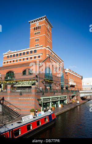 Royaume-uni, Angleterre, Birmingham, Brindley Place, 15-04 cafe sur la ligne principale de navigation du Canal de Birmingham Banque D'Images