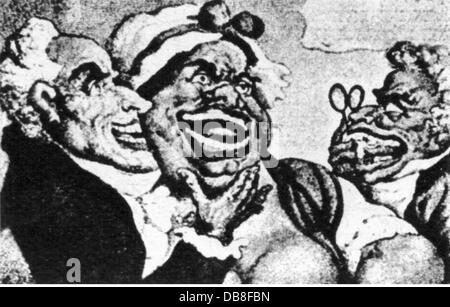 Médecine, dentisterie, 'UN dentiste français qui a fait un hivers de ses dents artificielles et de ses faux palaiss', dessin de Thomas Rowlandson (1756 - 1827), 1811, droits additionnels-Clearences-non disponible Banque D'Images