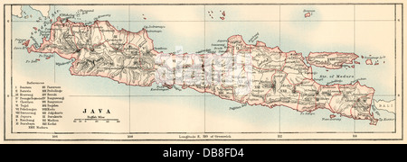 Plan de Java, 1870. Lithographie couleur Banque D'Images