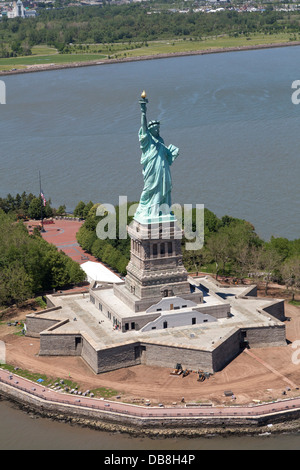 Vue aérienne de la Statue de la liberté, New York City Banque D'Images