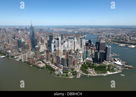 Vue aérienne de l'île de Manhattan, New York City Banque D'Images