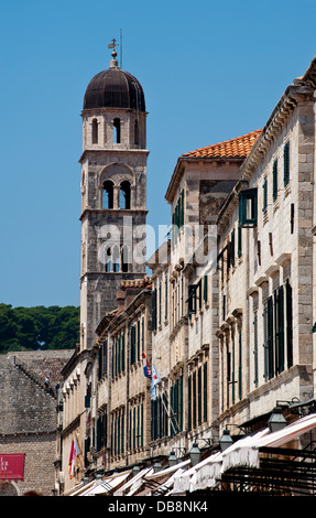 Boulevard principal monastère franciscain et Stadrun , Old Town, Dubrovnik. La Croatie. Banque D'Images