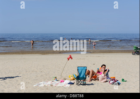 Plage de Jurmala-Majori, de la Lettonie, de l'Europe Banque D'Images