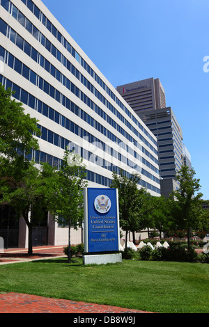 Edward A. Garmatz Palais de justice des États-Unis, tribunal de district des États-Unis pour le district du Maryland, 101 West Lombard St, Baltimore, États-Unis Banque D'Images