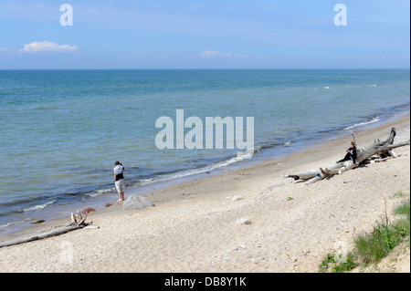 Plage et falaises de la côte, de la Lettonie, de l'Europe Jurkalne Banque D'Images