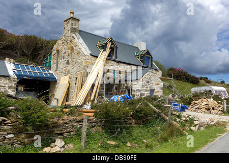 Scottish Highland Croft en cours de restauration, Glasnakille près d'Elgol sur l'île de Skye, Écosse, Royaume-Uni Banque D'Images