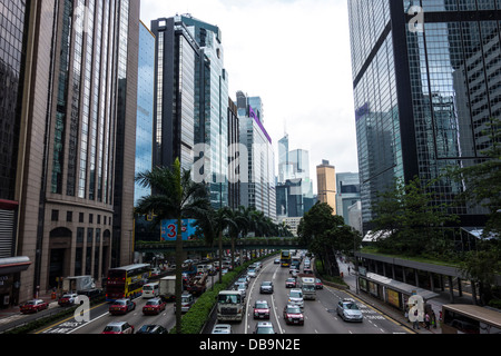 Vue sur la ville de hong kong et de trafic skylines Banque D'Images