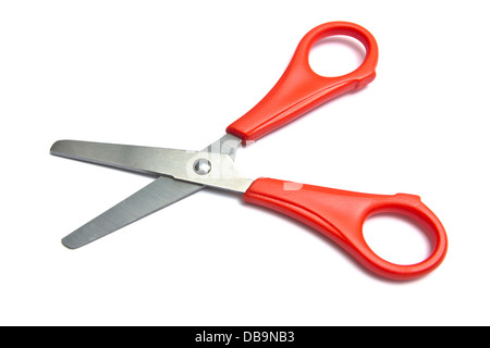 Ciseaux traitées rouge isolé sur fond blanc Banque D'Images