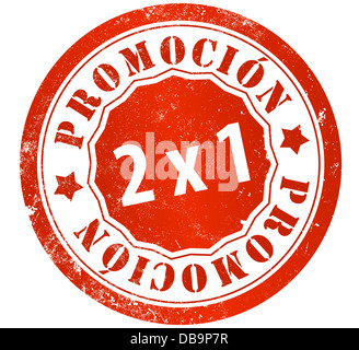 Promotion 2x1 grunge stamp, dans la langue espagnole Banque D'Images