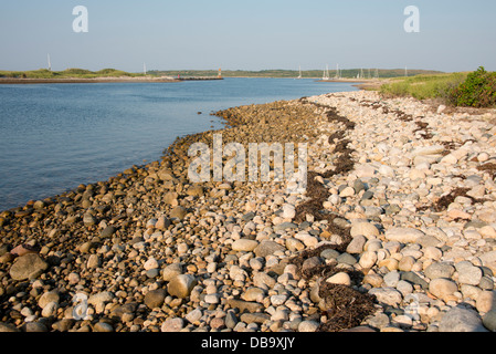 Le Massachusetts, Elizabeth Islands, l'Île Cuttyhunk, Gosnold. Des plages rocheuses de Cuttyhunk. Banque D'Images