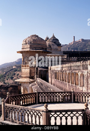 Niveau supérieur du fort amber, ambre, Rajasthan, Inde. Banque D'Images