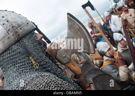 Des soldats anglo-saxon à une reconstitution historique. UK Banque D'Images