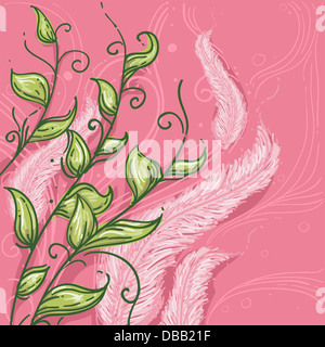 Illustration de plumes et de feuilles pour vierge Horoscope Design Banque D'Images